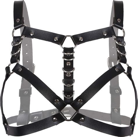 freebily women faux leather harnes strappy body bra belt black rivet cage bra
