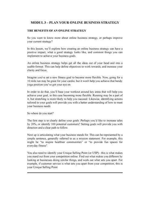 Modul 3 – PLAN YOUR Online Business Strategy - MODUL 3 – PLAN YOUR