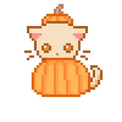 Pumpkin Cat Pixel Art Design Pixel Art Pixel Art Pattern