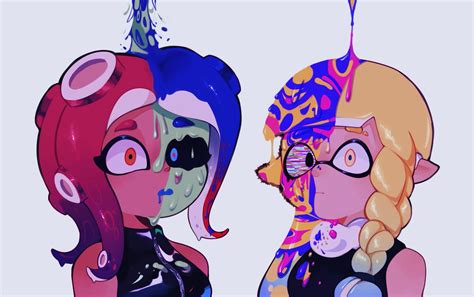 Inkling Player Character Inkling Girl Octoling Player Character Octoling Girl Agent 8 And 1