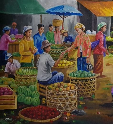 27 Makna Lukisan Pasar Tradisional Gambar Kinan Riset