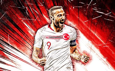 Download Wallpapers Cenk Tosun Turkey National Team Grunge Art
