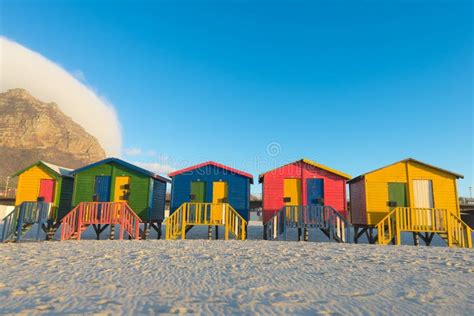 Colorful Beach Huts At Muizenberg Beach Near Cape Town South Africa