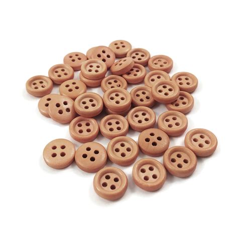 Mini Wood Button 4 Holes Wooden Sewing Buttons 11mm Set Of 36