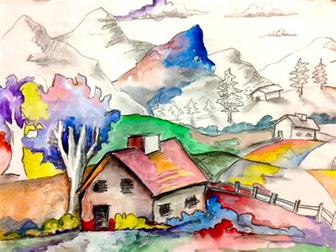 6th Grade Landscape Example We Focus On Foreground Middle Ground And
