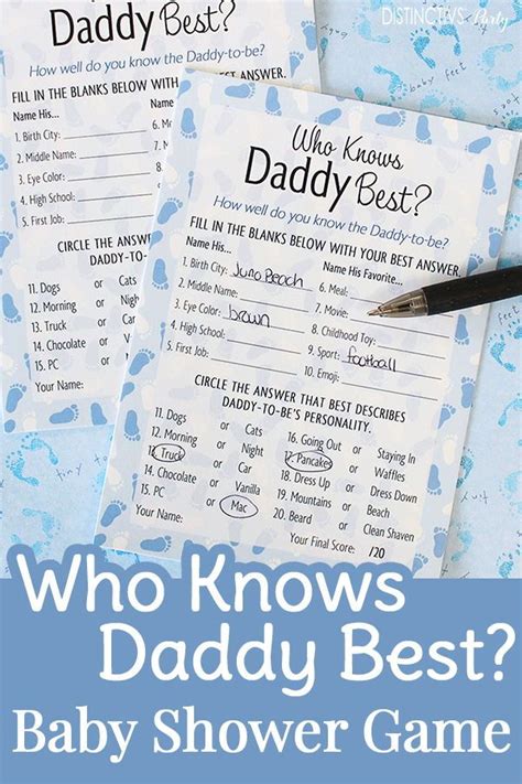 Who Knows Daddy Best Baby Shower Game Cards 20 Count Its A Boy