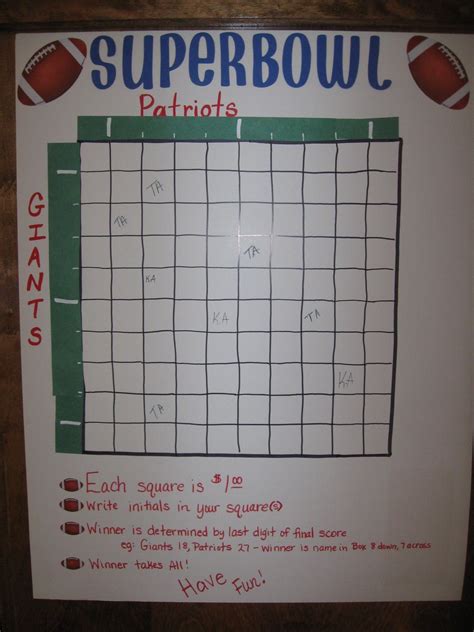Free Printable Super Bowl Squares Template Play Party Plan Alessia