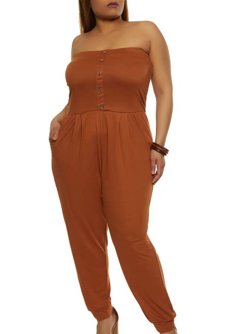 Plus Size Strapless Jumpsuit