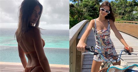 See Emily Ratajkowskis Sexy Swimsuit Style In The Maldives Popsugar