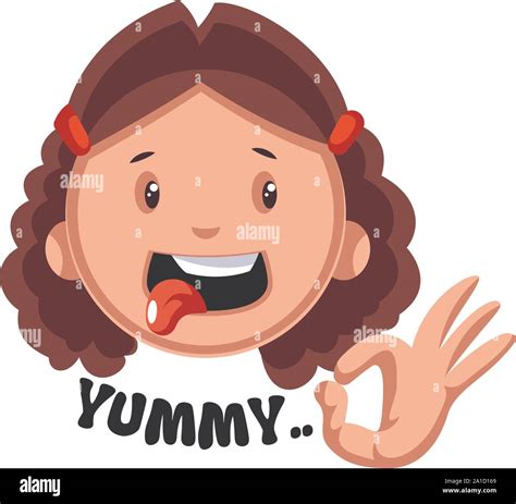 Yummy Girl Emoji Illustration Vector On White Background Stock Vector