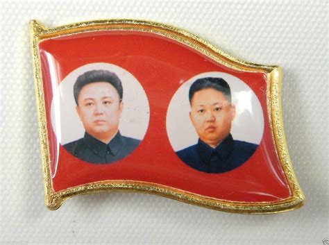 Qoo10 North Korea Kim Jong Il Kin Jong Un Lapel Pin 1 Collectibles