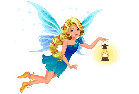 Beautiful Blonde Blue Wing Fairy 587720 Vector Art At Vecteezy