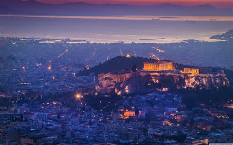 Athens By Night Ultra Hd Desktop Background Wallpaper For 4k Uhd Tv Widescreen And Ultrawide
