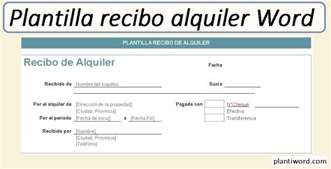 Plantilla Recibo Alquiler Word Actualizado November 2022