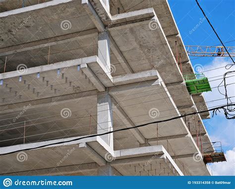 Closeup Of A Reinforce Concrete Frame Structure Of A New Multi Story