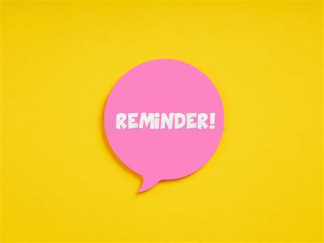 The Word Reminder On Pink Speech Bubble On Yellow Background Important