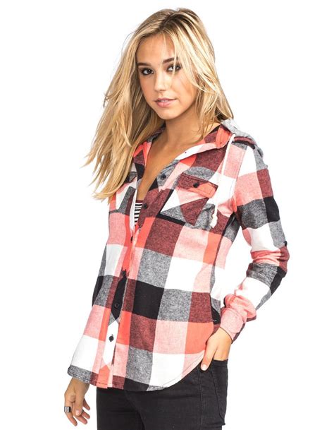 Full Tilt Buffalo Womens Hooded Flannel Shirt 249178569 Flannels