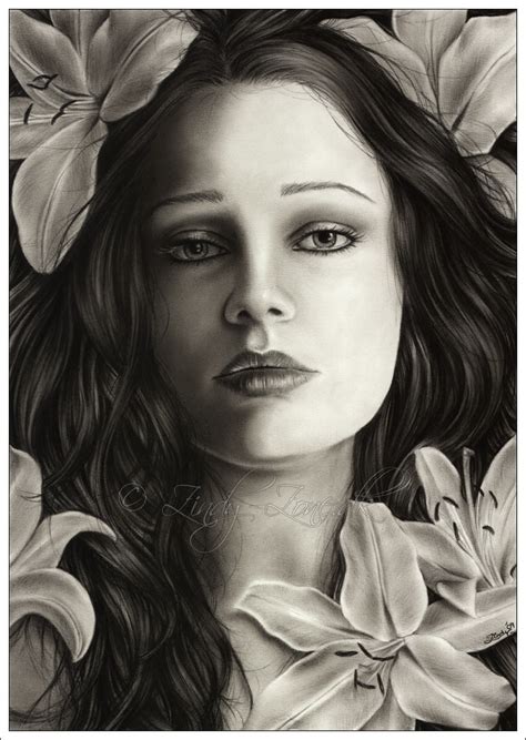 Zindy Zonedk Charcoal And Pastel Drawings Dark Lily