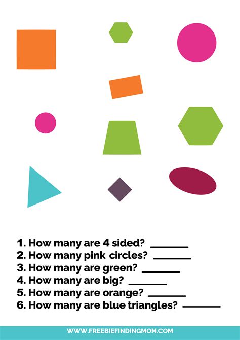 Printable Shapes Worksheets For Kindergarten Freebie Finding Mom