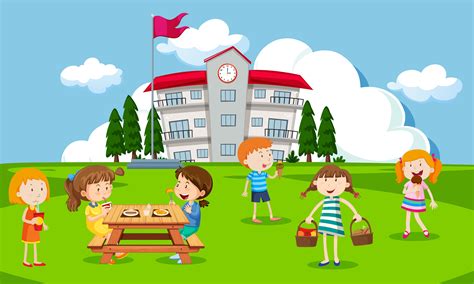 Children Playing At School Playground 296735 Vector Art At Vecteezy