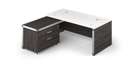 Forza L Shape Executive Glass Desk With Moveable Cabinet Marcus Office
