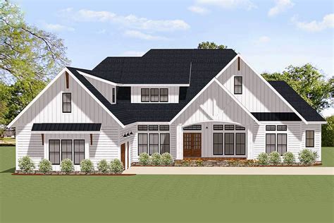The typical modern farmhouse house plan presents a porch for outdoor living, and a second story with dormers for additional light. Grand Farmhouse House Plan with Optional Second Floor ...