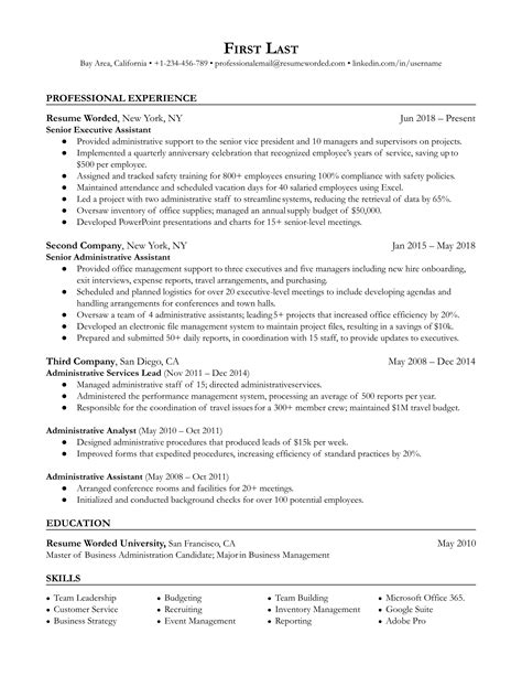 12 Executive Assistant Resume Examples For 2023 Resume Worded