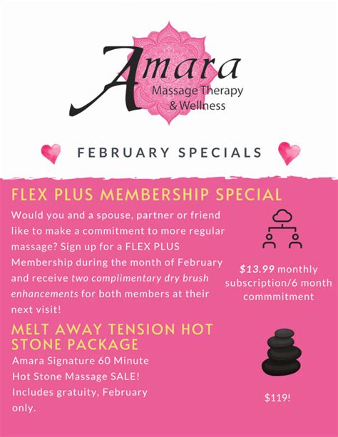 February Specials At Amara Amara Massage Therapy And Wellness