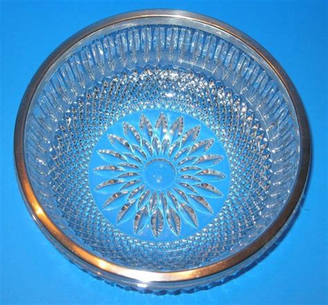 Vintage Lead Crystal Bowl Silver Plate Rim Marked Western Germany