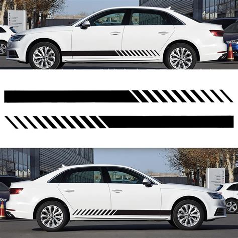 universal 2x car racing black long stripe graphics side body vinyl decals stickers car sticker
