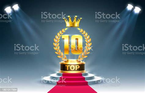 Top 10 Best Podium Award Sign Golden Object Vector Stock Illustration