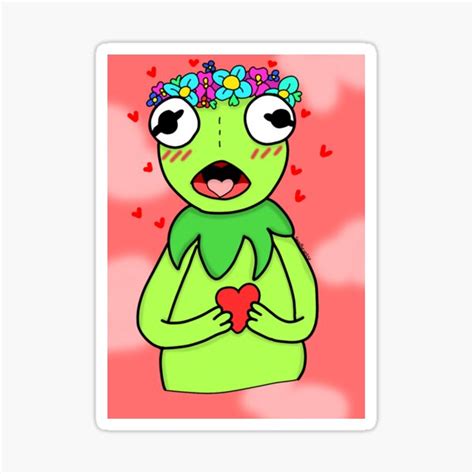 Kermit The Frog With Flower Crown Sticker For Sale By