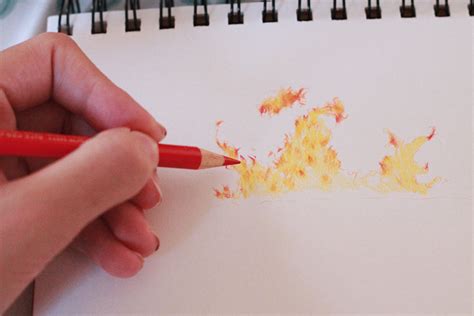 How To Draw Realistic Fire With Colored Pencils