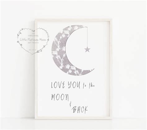 Moon Print Crescent Moon Nursery Printable Art Wall Art Love You To