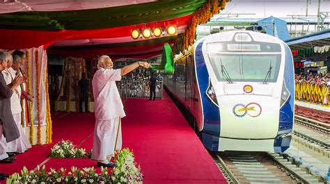 in photos pm narendra modi flags off vande bharat express in