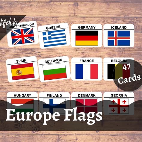 Europe Flags Flash Cards Geography Montessori Homeschool Three