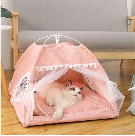 Foldable Princess Cat Bed In 2021 Cat Bed Basket Dog Bed Pink Bedding