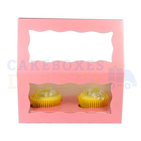Double Premium Pink Cupcake Window Box With 6cm Divider Cake Boxes Direct Ltd