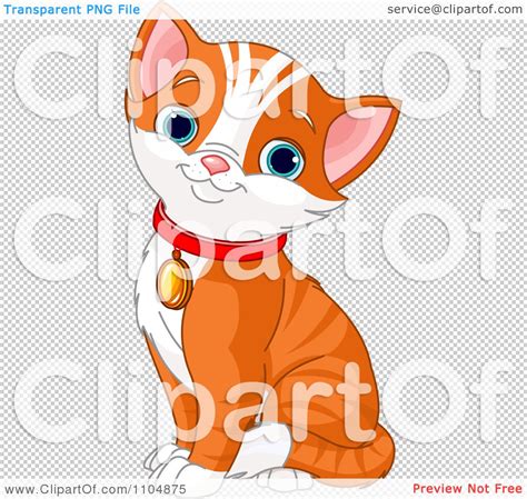 Clipart Happy Cute Orange Tabby Kitten Sitting With A Red Collar