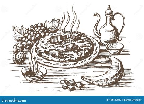 Pilaf Oriental Cuisine Stock Vector Illustration Of Cuisine