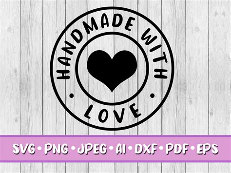 Handmade With Love SVG Digital Download Svg Jpeg Png Dxf - Etsy