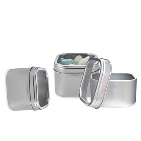 Deep Metal Tins Square Container With Window Lid 8oz