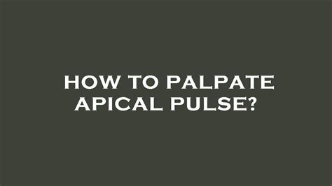 How To Palpate Apical Pulse Youtube