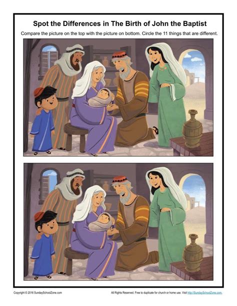 The Birth Of John The Baptist Spot The Differences Childrens Bible