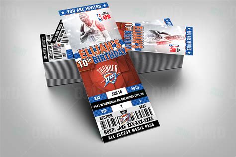 Oklahoma City Thunder Sports Ticket Style Party Invite Sports Invites