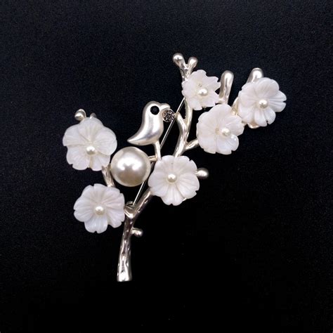 Buy Lovely Bird On The Plum Blossom Branch Brooch Imitation Pearl Embellishment