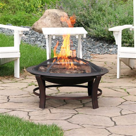 Sunnydaze Elevated Round Fire Pit Bowl With Stand Set Portable