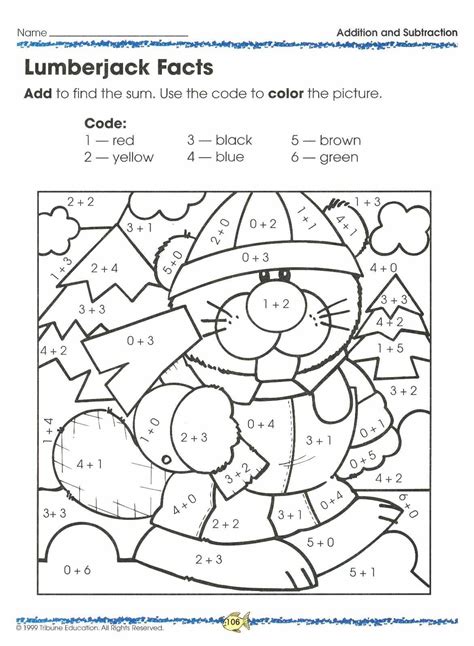 Color By Number Addition 1st Grade Worksheets Worksheetscity