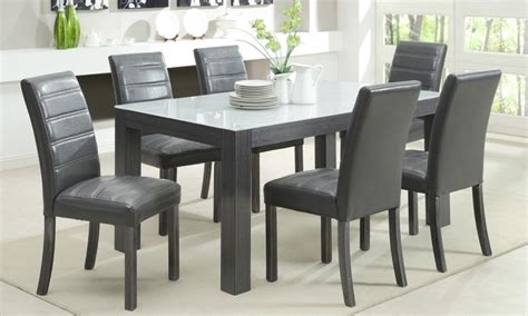 Free shaped top in solid oregon, thickness 7 cm, with smoot. Tridel 7 Piece Grey Wood Dining Set