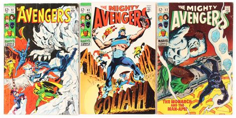 Lot Of 3 1969 Avengers 61 62 And 63 1st Series Marvel Comic